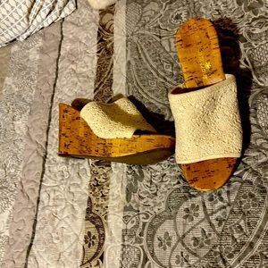 Women’s Lucky Slide In Wedges. Cream Color. Size 7